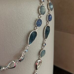 Anne Klein Aventura Silver and Blue Multicolor Long Necklace. 42 inches